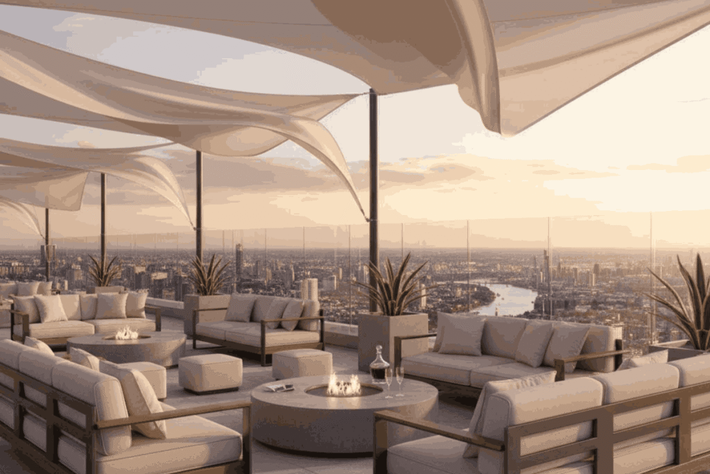 Outdoor Lounge dengan Aksen Fabric Premium