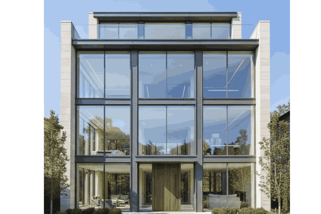 Fasad Full-Height Windows Tiga Lantai